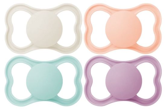 Picture of MAM Air Matte Pacifiers, for Sensitive Skin, Best Pacifier for Breastfed Babies, Girl Pacifiers, 16+ Months, 4 Count