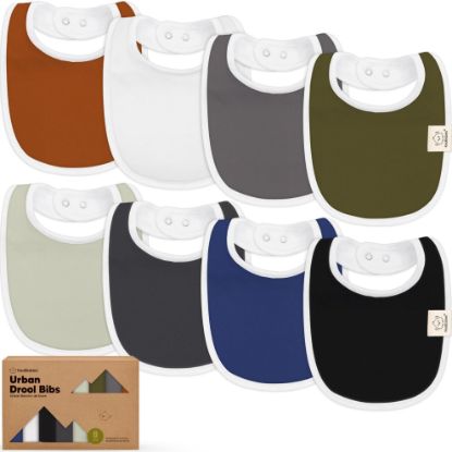 Picture of 8-Pack Organic Baby Bibs for Boys, Girls - Soft Cotton Drooling and Teething Bibs for Baby Girl & Boy, Extra Absorbent, Easy to Clean & Put On for Toddler, Newborn, Infant 0-24 Months (Basics)