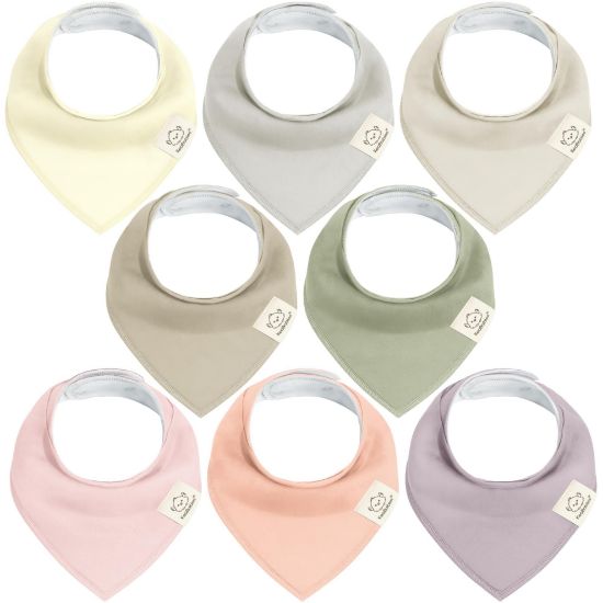 Picture of 8-Pack Organic Baby Bandana Bibs for Girls - Super Absorbent Triangle Baby Bibs for Drooling and Teething Infant, 100% Cotton Extra Soft for Newborn, Infant 0-36 Months (Embrace)