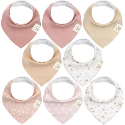 Picture of 8-Pack Organic Baby Bandana Bibs for Girls - Super Absorbent Triangle Baby Bibs for Drooling and Teething Infant, 100% Cotton Extra Soft for Newborn, Infant 0-36 Months (Butterflies)
