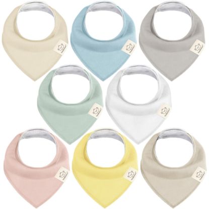Picture of 8-Pack Organic Baby Bandana Bibs for Girls - Super Absorbent Triangle Baby Bibs for Drooling and Teething Infant, 100% Cotton Extra Soft for Newborn, Infant 0-36 Months (Dawn)