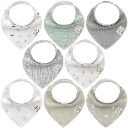 Picture of 8-Pack Organic Baby Bandana Bibs for Girls - Super Absorbent Triangle Baby Bibs for Drooling and Teething Infant, 100% Cotton Extra Soft for Newborn, Infant 0-36 Months (Nordic)