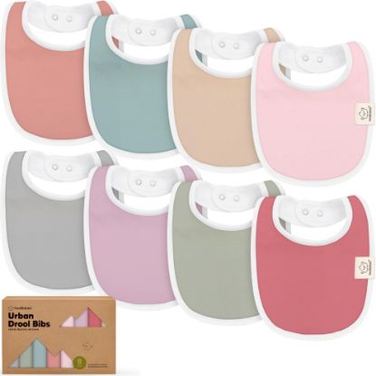 Picture of 8-Pack Organic Baby Bibs for Boys, Girls - Soft Cotton Drooling and Teething Bibs for Baby Girl & Boy, Extra Absorbent, Easy To Clean & Put On for Toddler, Newborn, Infant 0-24 Months (Muted Pastel)
