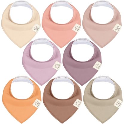 Picture of 8-Pack Organic Baby Bandana Bibs for Girls - Super Absorbent Triangle Baby Bibs for Drooling and Teething Infant, 100% Cotton Extra Soft for Newborn, Infant 0-36 Months (Mauve)