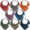 Picture of 8-Pack Organic Baby Bandana Bibs for Girls - Super Absorbent Triangle Baby Bibs for Drooling and Teething Infant, 100% Cotton Extra Soft for Newborn, Infant 0-36 Months (Thunder)