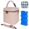 Picture of Mancro Breastmilk Cooler Bag Fits 6 Bottles Up to 9 Ounce, Insulated Baby Bottle Bag Comes with ice Pack and Shoulder Strap, Baby Bottle Cooler Bags for Daycare Nursing, Pink