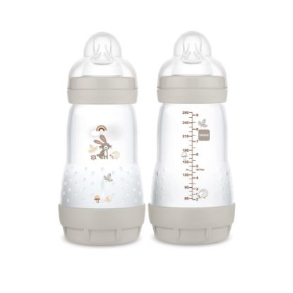 Picture of MAM Easy Start Anti-Colic Baby Bottle 9 oz, Medium Flow, Breastfeeding-Like Silicone Nipple Bottle, Reduces Colic, Gas, & Reflux, Easy-to-Clean, BPA-Free, Vented Baby Bottles for Newborns, 2+ Months