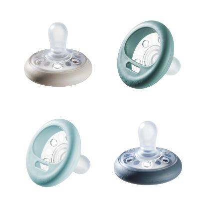 Picture of Tommee Tippee Breast-Like Night Pacifier, 6-18 Months, 4 Pack, Glow in The Dark Paci, Breast-Shaped Nipple for a Natural Latch, BPA-Free