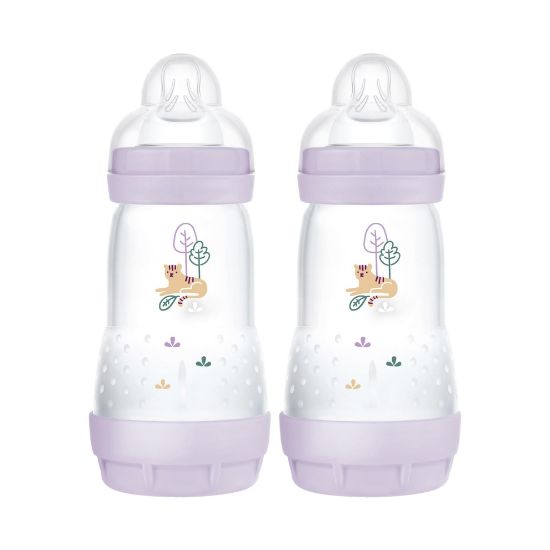 Picture of MAM Easy Start Anti-Colic Baby Bottle 9 oz, Medium Flow, Breastfeeding-Like Silicone Nipple Bottle, Reduces Colic, Gas, & Reflux, Easy-to-Clean, BPA-Free, Vented Baby Bottles for Newborns, 2+ Months