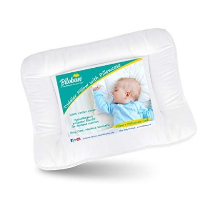 Picture of Baby Toddler Pillow for Sleeping with Pillowcase (13 x 18), Baby Toddler 's Flat Pillows, Oeko-TEX Standard 100 Certificated Soft Travel Pillow