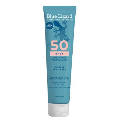 Picture of Blue Lizard BABY Mineral Sunscreen with Zinc Oxide, SPF 50+, Water Resistant, UVA/UVB Protection with Smart Cap Technology - Fragrance Free, , 5 oz. Tube