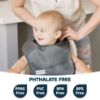 Picture of Tiny Twinkle Mess-Proof Baby Bib - Waterproof Bib for Baby Boy or Girl - Machine Washable - Adjustable Closure- PVC, BPA, & Phthalate Free - Great for Travel - Baby Food Bibs (3 Pack, Sage, Charcoal)