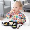 Picture of Bumkins Disney Sleeved Bib for Girl or Boy, Baby and Toddler for 6-24 Mos, Essential Must Have for Eating, Feeding, Baby Led Weaning Supplies, Long Sleeve Mess Saving, Mickey and Friends Check Mates