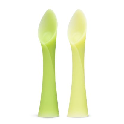 Picture of Olababy 100% Silicone Soft-Tip Training Spoon for Baby Led Weaning 2pack (Kiwi/Lemon)