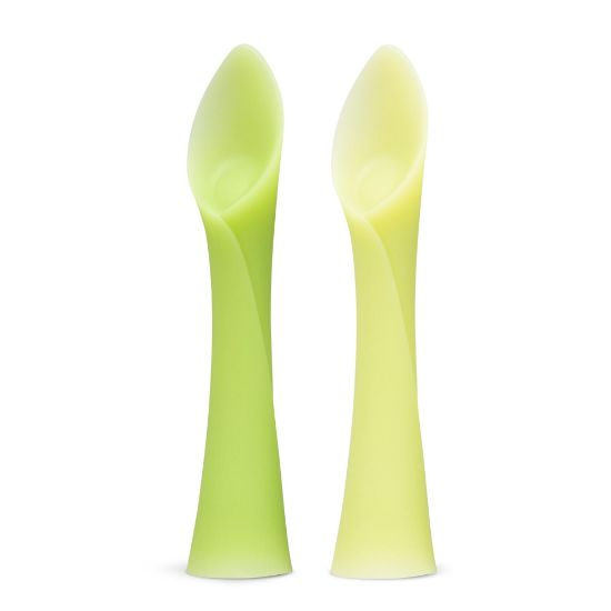 Picture of Olababy 100% Silicone Soft-Tip Training Spoon for Baby Led Weaning 2pack (Kiwi/Lemon)