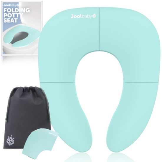 Picture of Jool Baby Folding Travel Potty Training Seat for Toddlers, Fits Round & Oval Toilets, Non-Slip Suction Cups, Includes Free Travel Bag (Aqua)