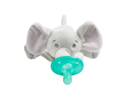 Picture of Philips AVENT Soothie Snuggle Pacifier Holder with Detachable Pacifier, 0m+, Elephant, SCF347/03- 1 Count (Pack of 1)