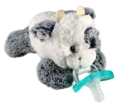 Picture of RaZbaby JollyPop Pacifier, Holder with Detachable Baby Pacifier, Stuffed Animal RaZbuddy, All Ages 0M+, 100% Medical Grade USA Made Silicone, Machine Washable, Textured & Easy to Hold - Cow