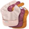 Picture of Tiny Twinkle Mess-Proof Baby Bib - Waterproof Bib for Baby Girl - Machine Washable - Adjustable Closure - PVC BPA & Phthalate Free - Great for Travel - Baby Food Bibs (3 Pack, Blush, Burgundy)