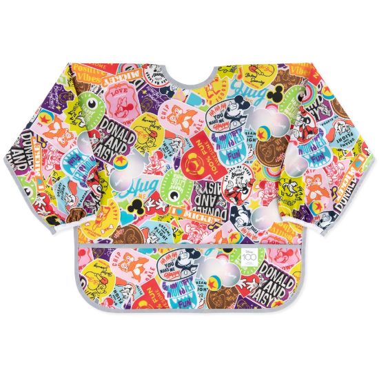 Picture of Bumkins Disney Sleeved Bib for Girl or Boy, Baby and Toddler for 6-24 Mos, Essential Must Have for Eating, Feeding, Baby Led Weaning Supplies, Long Sleeve Mess Saving, 100 Years of Fun