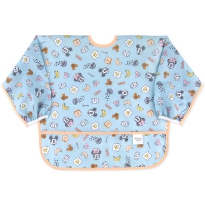 Picture of Bumkins Disney Sleeved Bib for Girl or Boy, Baby and Toddler for 6-24 Mos, Essential Must Have for Eating, Feeding, Baby Led Weaning Supplies, Long Sleeve Mess Saving Food Catcher, Mickey and Minnie