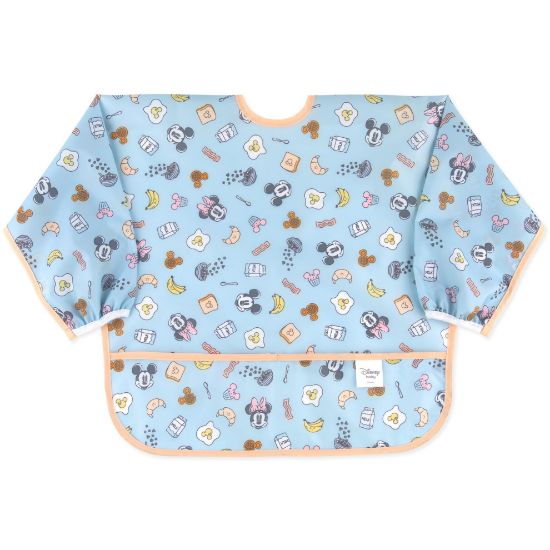 Picture of Bumkins Disney Sleeved Bib for Girl or Boy, Baby and Toddler for 6-24 Mos, Essential Must Have for Eating, Feeding, Baby Led Weaning Supplies, Long Sleeve Mess Saving Food Catcher, Mickey and Minnie