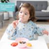 Picture of Bumkins Disney Sleeved Bib for Girl or Boy, Baby and Toddler for 6-24 Mos, Essential Must Have for Eating, Feeding, Baby Led Weaning Supplies, Long Sleeve Mess Saving Food Catcher, Mickey and Minnie