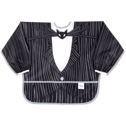 Picture of Bumkins Disney Sleeved Bib for Girl or Boy, Baby and Toddler for 6-24 Mos, Essential Must Have for Eating, Feeding, Baby Led Weaning Supplies, Long Sleeve Mess Saving Food Catcher, Jack Skellington