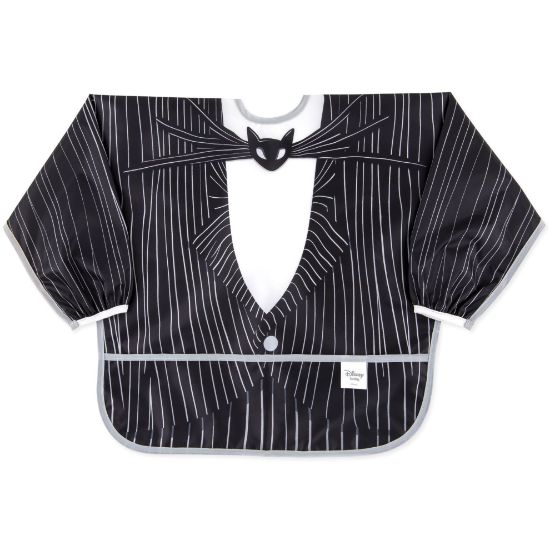 Picture of Bumkins Disney Sleeved Bib for Girl or Boy, Baby and Toddler for 6-24 Mos, Essential Must Have for Eating, Feeding, Baby Led Weaning Supplies, Long Sleeve Mess Saving Food Catcher, Jack Skellington