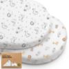 Picture of 2-Pack Organic Bassinet Sheets for Girls, Boys - 100% Cotton Bassinet Mattress Sheets Compatible with Halo Bassinest Swivel Sleeper, Graco, Baby Delight, Chicco, Fitted Bassinet Sheets (KeaSafari)
