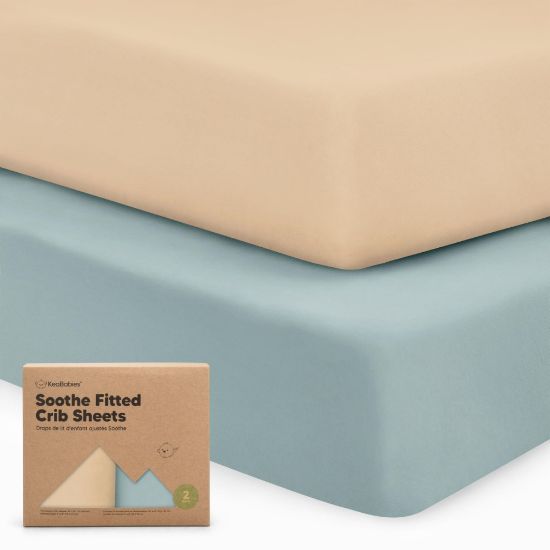 Picture of KeaBabies 2-Pack Organic Crib Sheets for Boys, Girls, Jersey Fitted Crib Sheet, Baby Crib Sheets Neutral, Cotton Breathable Crib Sheet, Cute Printed Crib Mattress Sheet, Baby Mattress Sheets (Toasty)