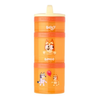 Picture of Whiskware Bluey Stackable Snack Containers for Kids and Toddlers, 3 Stackable Snack Cups for School and Travel, Bluey and Bingo, Hooray!