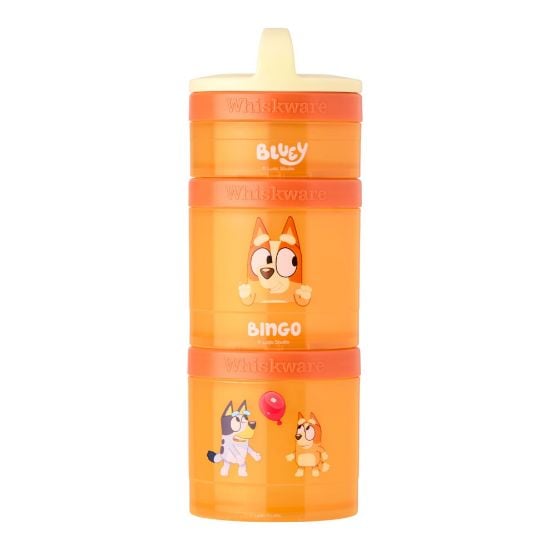 Picture of Whiskware Bluey Stackable Snack Containers for Kids and Toddlers, 3 Stackable Snack Cups for School and Travel, Bluey and Bingo, Hooray!