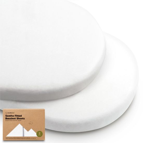 Picture of 2-Pack Organic Bassinet Sheets for Girls, Boys - 100% Cotton Bassinet Mattress Sheets Compatible with Halo Bassinest Swivel Sleeper,Graco,Baby Delight,Chicco,Unisex Fitted Bassinet Sheets(Soft White)