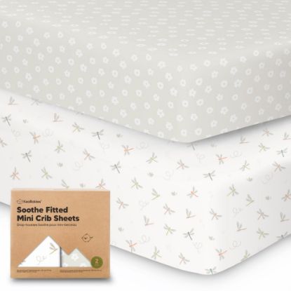 Picture of 2-Pack Mini Crib Sheets Fitted - Pack N Play Sheets for Pack and Play Mattress, Organic Cotton, Soft & Breathable Jersey Playard Bedding, Neutral Mini Toddler Bed Cover for Boys, Girls (Meadow)
