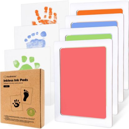 Picture of 4-Pack Inkless Hand and Footprint Kit - Ink Pad for Baby Hand and Footprints - Dog Paw Print Kit,Dog Nose Print Kit - Baby Footprint Kit, Clean Touch Baby Foot Printing Kit, Handprint Kit(Candy, L)