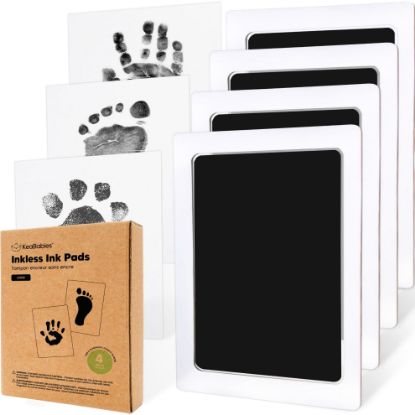 Picture of 4-Pack Inkless Baby Hand and Footprint Kit - Mess Free Ink Pad for Newborn Keepsake, Dog Nose & Paw Print Kit, Clean Touch Ink Pad for Baby Hand & Footprints, Ideal Mother's Day Gifts (Jet Black, L)