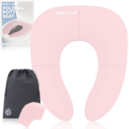 Picture of Jool Baby Folding Travel Potty Training Seat for Toddlers, Fits Round & Oval Toilets, Non-Slip Suction Cups, Includes Free Travel Bag (Pink)