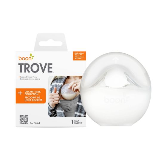 Picture of Boon Trove Silicone Manual Breast Pump - Breast Milk Collector with Storage Plug - Passive Hands Free Breast Pump for Nursing - Breastfeeding Essentials - 1 Count