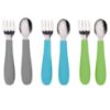 Picture of WeeSprout Toddler Utensils, 3 Forks & 3 Spoons, 18/8 Stainless Steel & Food Grade Silicone, Thick Easy-Grip Handles, Perfect Length For New Self Feeders, Gentle On Gums & Teeth, Dishwasher Safe