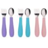 Picture of WeeSprout Toddler Utensils, 3 Forks & 3 Spoons, 18/8 Stainless Steel & Food Grade Silicone, Thick Easy-Grip Handles, Perfect Length For New Self Feeders, Gentle On Gums & Teeth, Dishwasher Safe