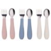 Picture of WeeSprout Toddler Utensils, 3 Forks & 3 Spoons, 18/8 Stainless Steel & Food Grade Silicone, Thick Easy-Grip Handles, Perfect Length For New Self Feeders, Gentle On Gums & Teeth, Dishwasher Safe
