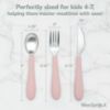 Picture of Kids Stainless Steel Utensils Set - Premium 18/8 Grade Silverware Kit - 2 Spoons, 2 Forks, and 2 Knives for Ages 4-7 - Silicone Easy-Grip Handles - Children Flatware Cutlery (Matte - Pink, Off White)