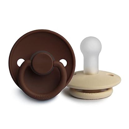 Picture of FRIGG Silicone Baby Pacifier | Made in Denmark | BPA-Free (Milk Chocolate/Sandstone, 6-18 Months)