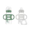 Picture of Dr. Brown's Milestones Wide-Neck Sippy Spout Bottle with 100% Silicone Handles, Easy-Grip Handles with Soft Sippy Spout, 9oz/270mL, Green & Gray, 2-Pack, 6m+