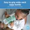 Picture of Dr. Brown's Milestones Wide-Neck Sippy Spout Bottle with 100% Silicone Handles, Easy-Grip Handles with Soft Sippy Spout, 9oz/270mL, Green & Gray, 2-Pack, 6m+