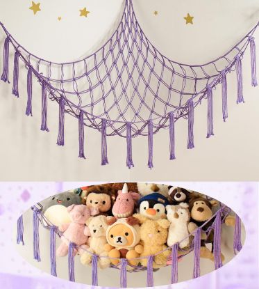 Picture of mirolam Stuffed Animal Storage Hammock Net - Toy Hammock Net for Stuffed Animals Corner - Hanging Stuff Animal Organizer Holder Large Size Baby Nursery Room Decor