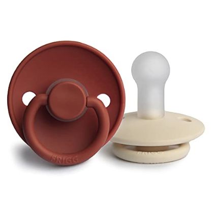 Picture of FRIGG Silicone Baby Pacifier | Made in Denmark | BPA-Free (Rust/Cream, 6-18 Months)