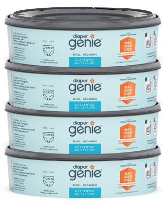 Picture of Diaper Genie Refill Bags 270 Count (Pack of 4) with Max Odor Lock | Holds Up to 1080 Newborn Diapers