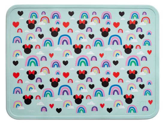 Picture of Simple Modern Silicone Placemat for Baby, Toddlers, Kids | Non-Slip Baby Eating Table Food Mat for Restaurants and Dining Table | Piper Collection | Minnie Mouse Rainbows